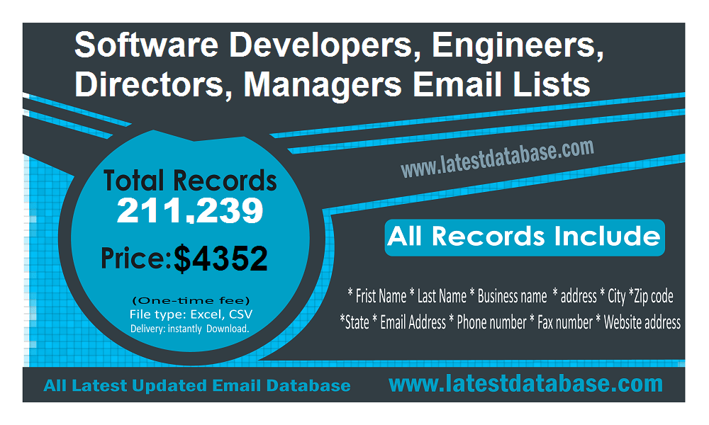 Software Developers Engineers, Directors, Email Lists