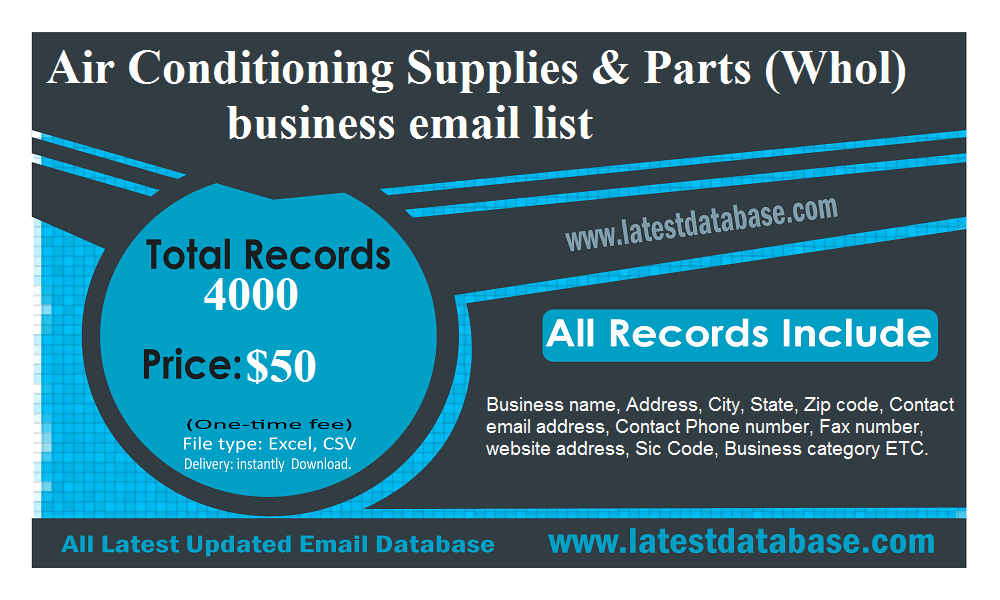 Air Conditioning Supplies & Parts (Whol) business email list