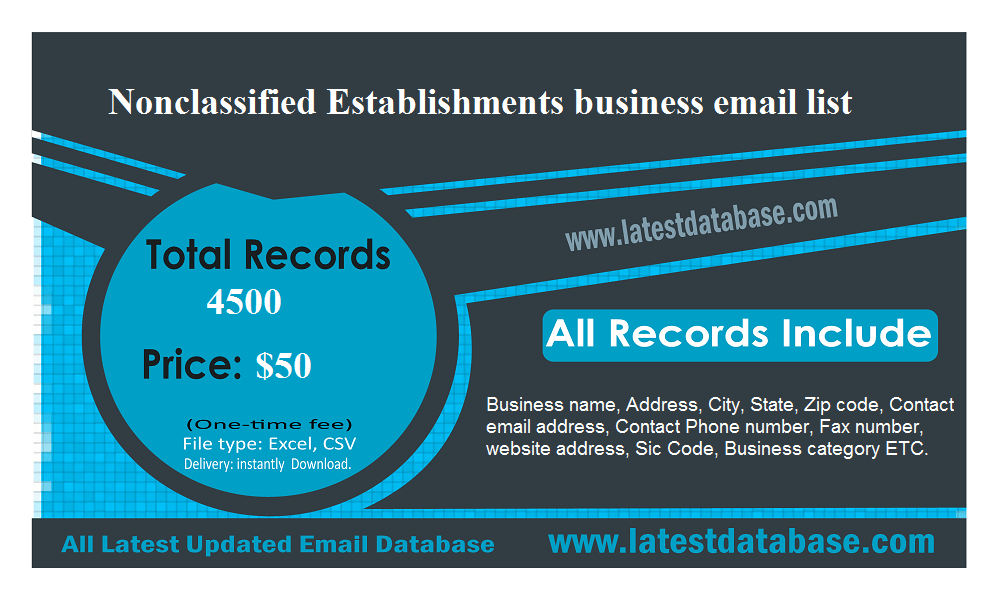 Nonclassified Establishments business email list