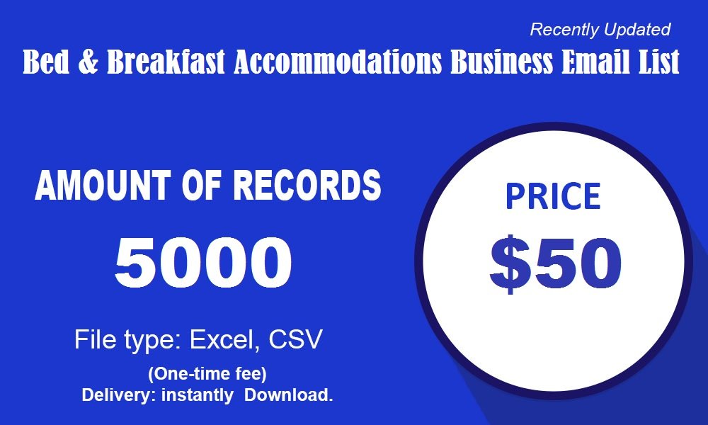 Bed & Breakfast Accommodations business email list