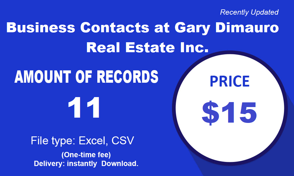 Komercaj Kontaktoj ĉe Gary Dimauro Real Estate Inc.