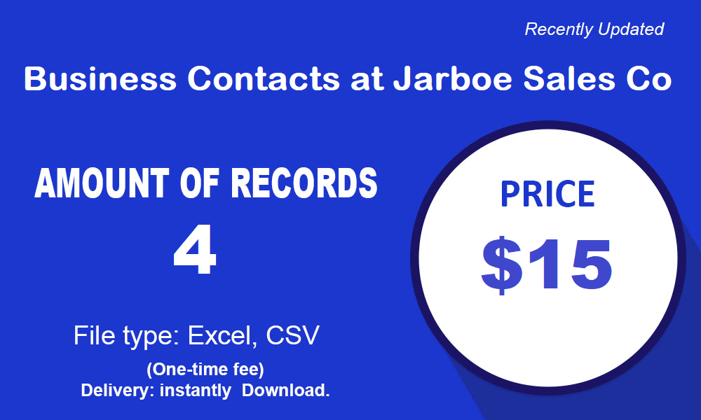 Ділові контакти компанії Jarboe Sales Co.