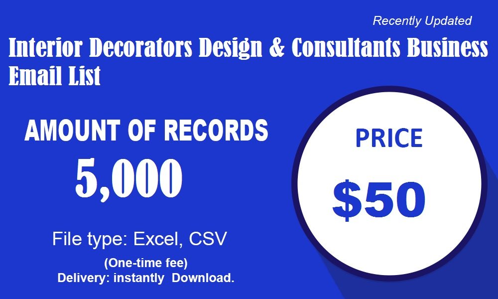 Interior Decorators Design & Consultants Business Email List