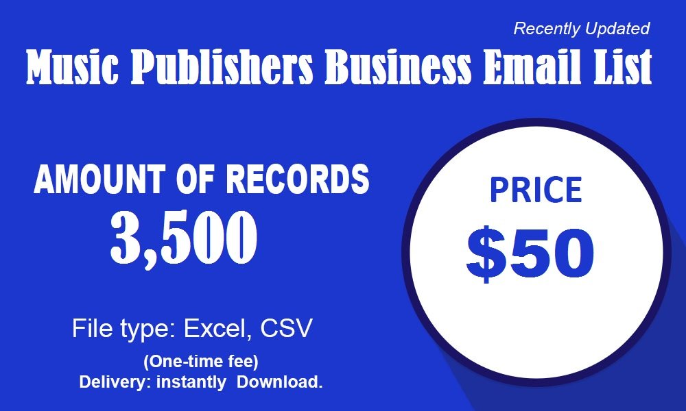 Music Publishers business email list