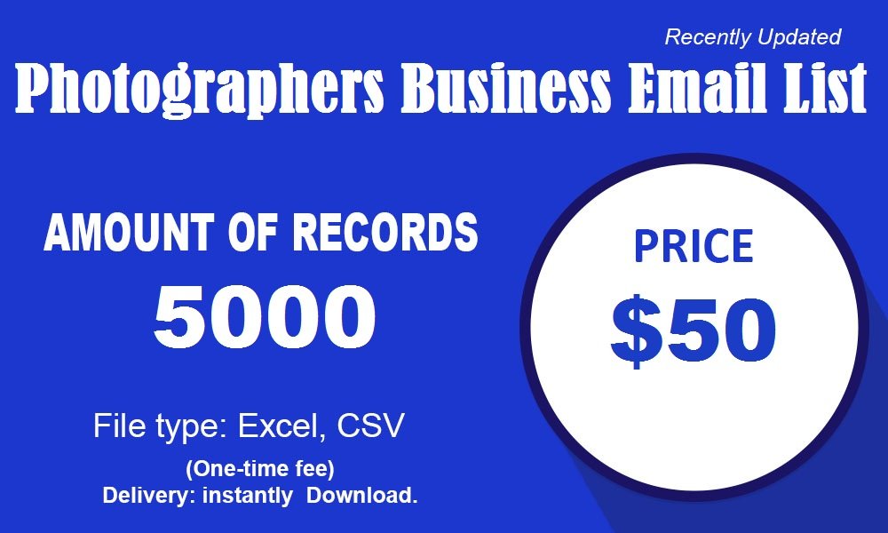 Photographers business email list