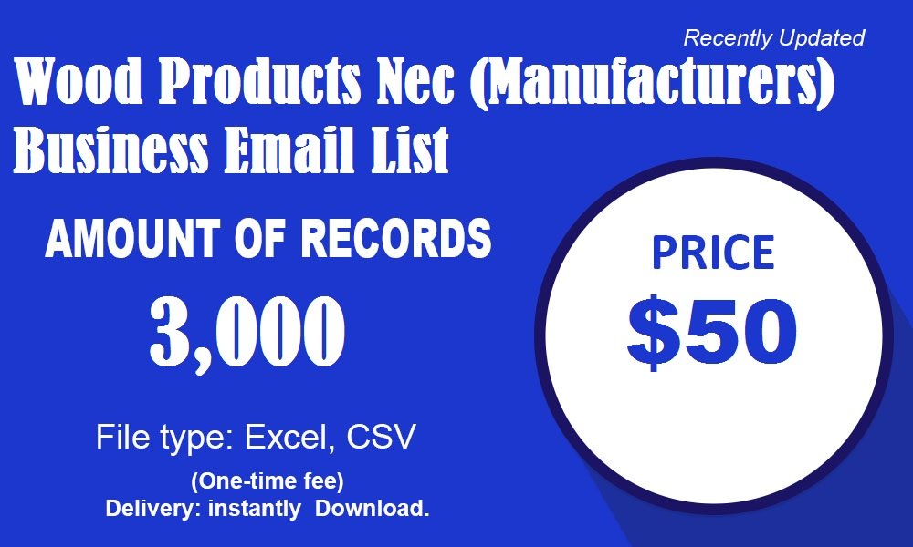 Treprodukter ikke-produsent (produsenter) Business Email List
