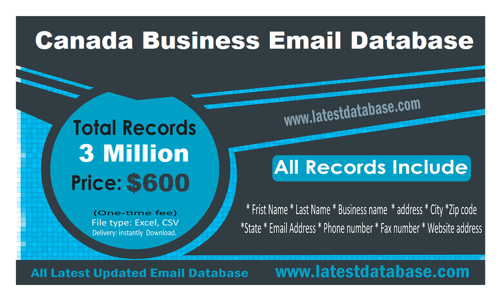 Канада бизнес база данни за електронна поща