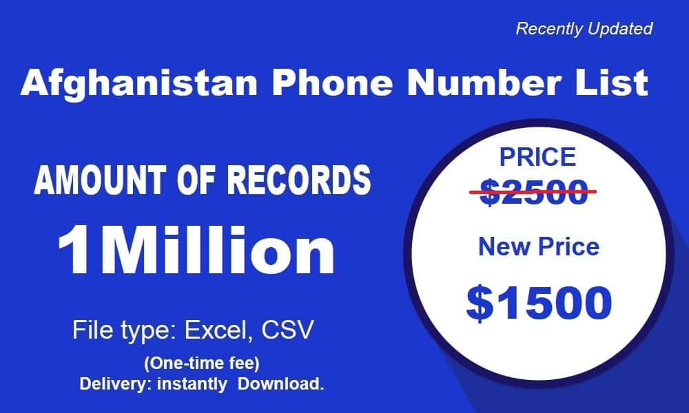 Afghanistan Numéro de téléphone Liste