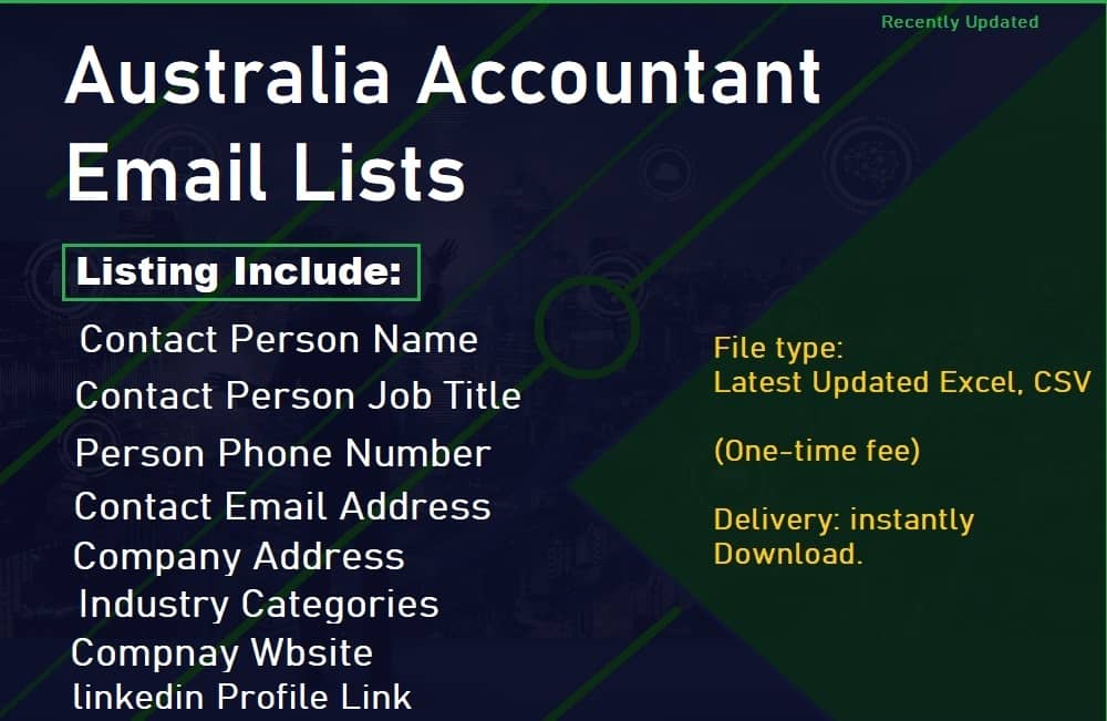 Listas de correo electrónico de contador de Australia
