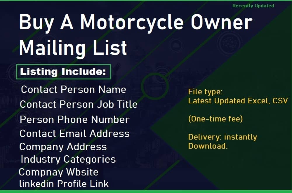 Αγοράστε έναν κατάλογο ιδιοκτήτη μοτοσικλετών Mailing List
