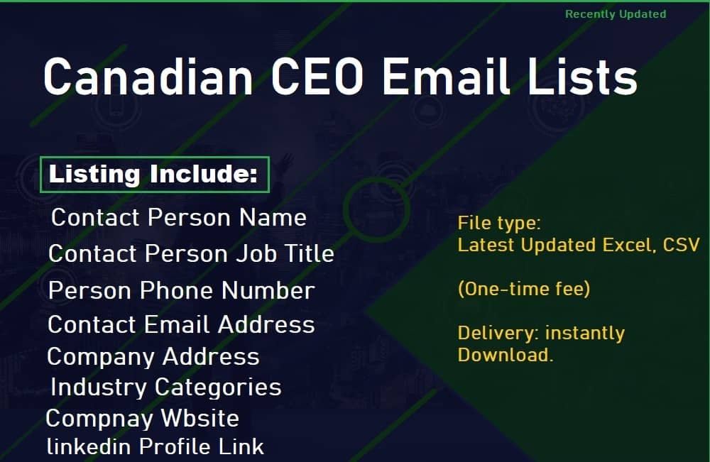 Senarai E-mel Ketua Pegawai Eksekutif Kanada