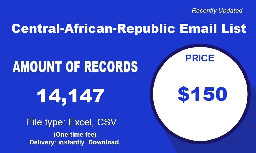Lista de Email da República Centro-Africana