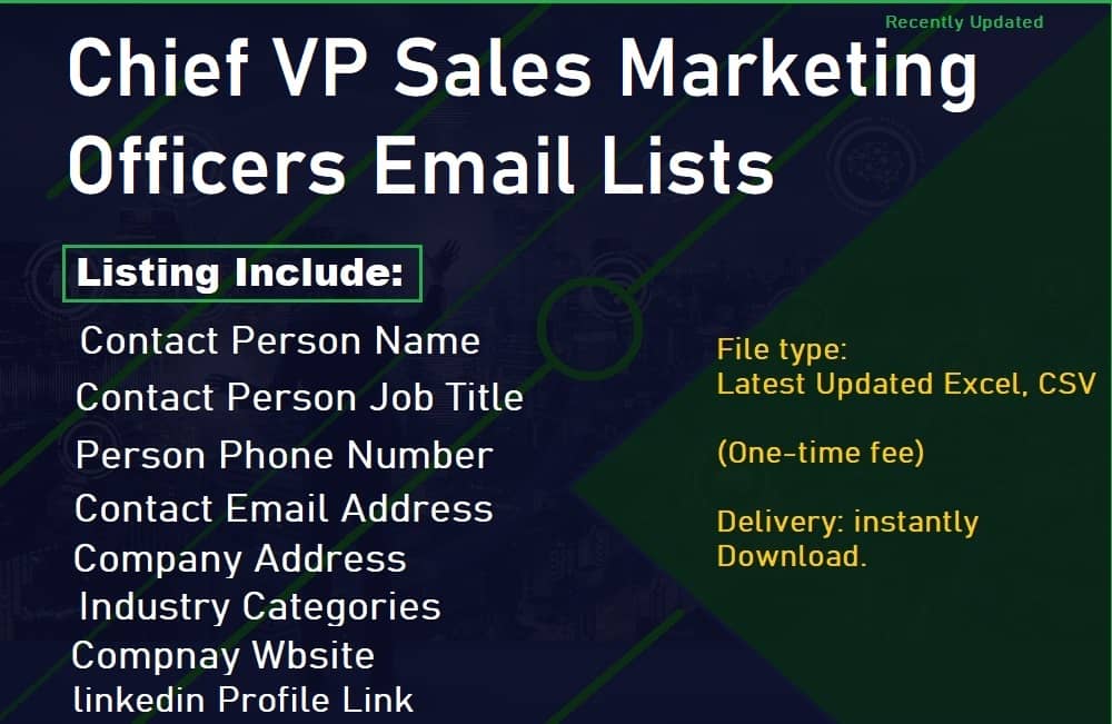Listat e postës elektronike Zyrtarët kryesorë të marketingut të shitjeve në VP