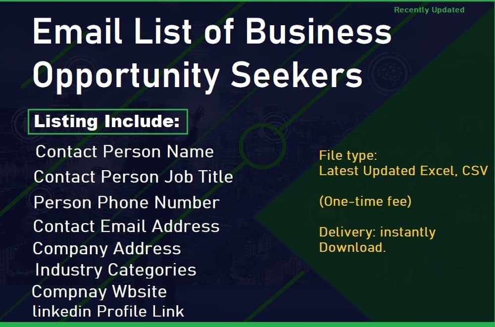 Lista de correo electrónico de buscadores de oportunidades de negocios
