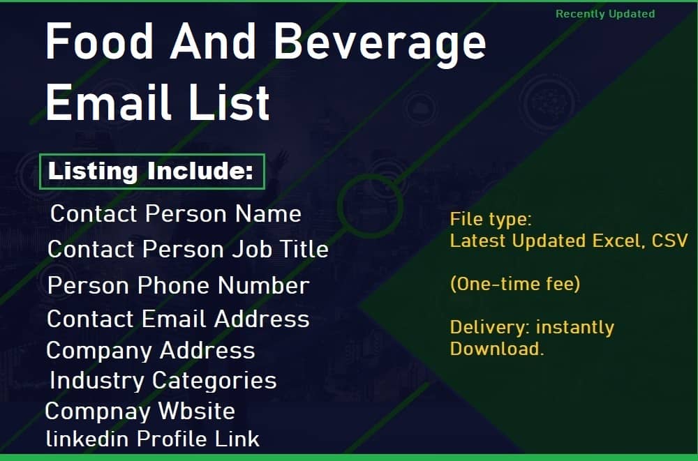 E-mail de alimentos e bebidas