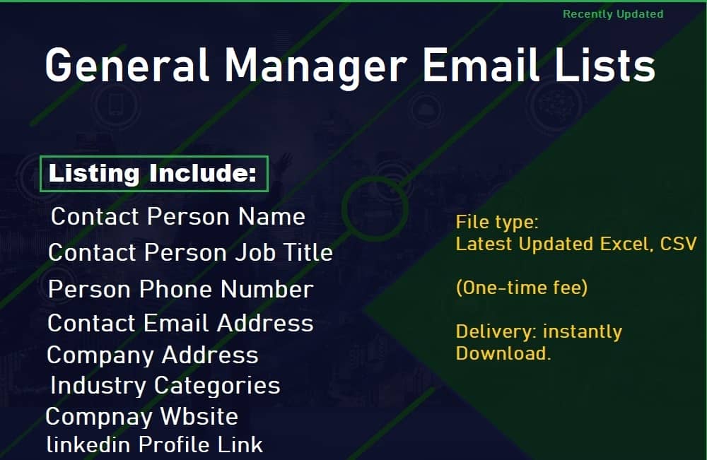 General Manager e-mail listák
