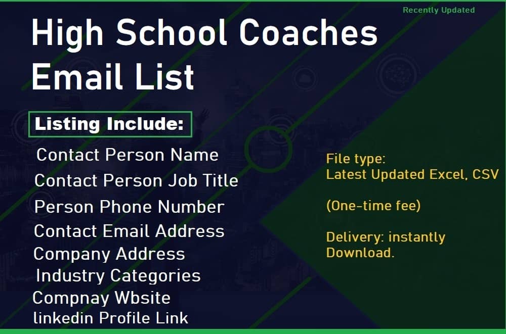 Lista email per allenatori delle scuole superiori