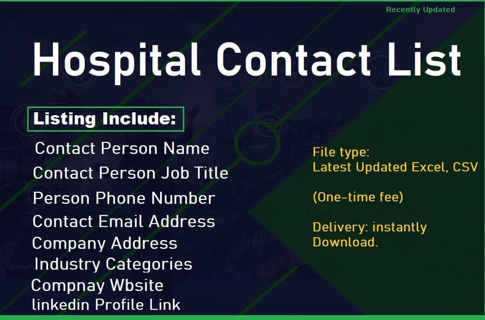 Liste de contacts de l'hôpital