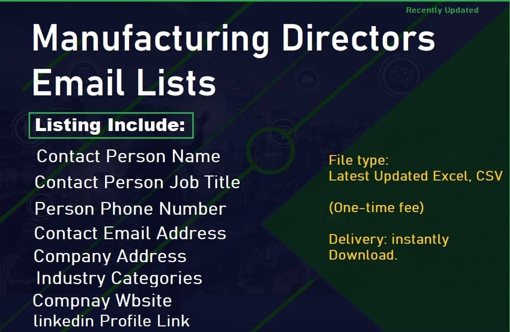 Listas de Email de Diretores de Fabricação