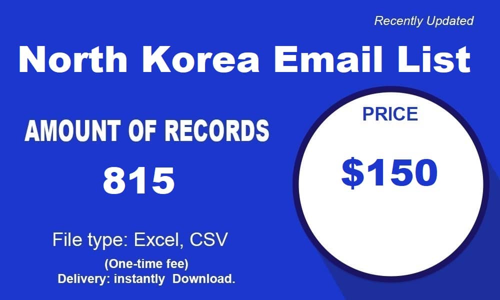 Elenco email della Corea del Nord