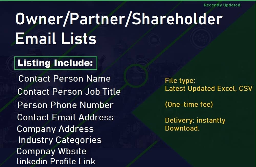 Liste email degli azionisti dei partner dei proprietari