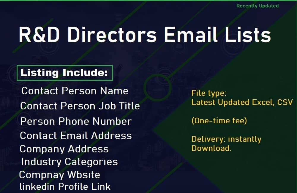 Listas de E-mail de Diretores de P & D