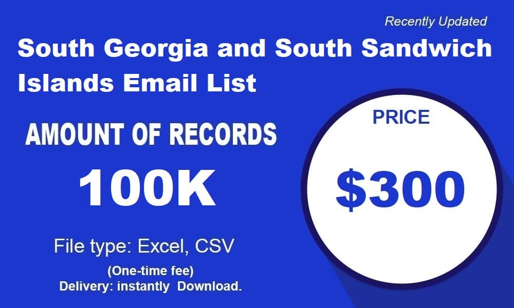 Seznam e-mailů Jižní Georgie a Jižní Sandwichovy ostrovy