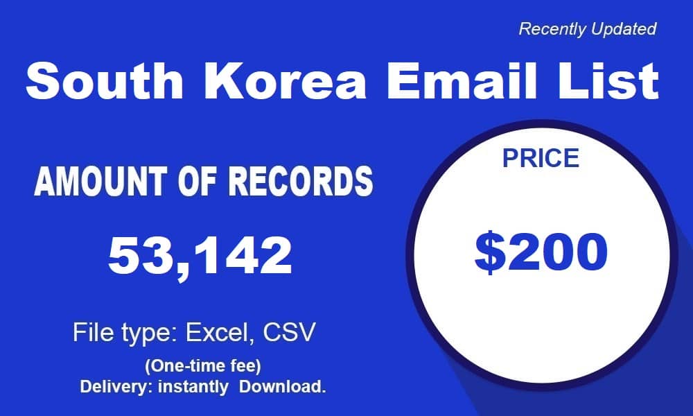 Lista de Email da Coreia do Sul