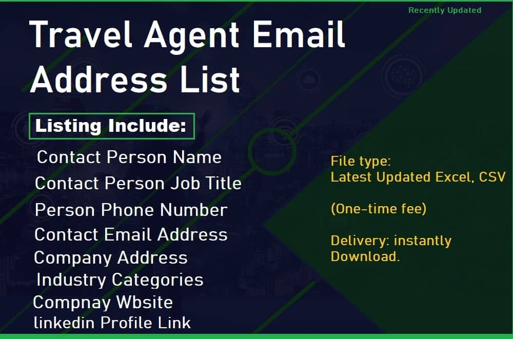 Liste d'adresses électroniques des agents de voyages