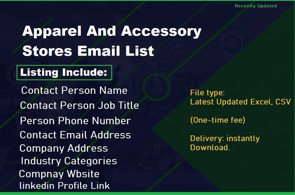 Apparel And Accessory Stores Email List