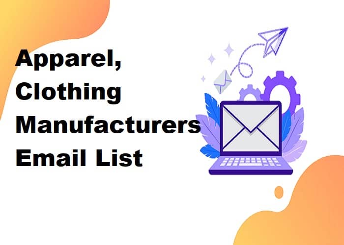 Lista de e-mails de fabricantes de roupas e roupas