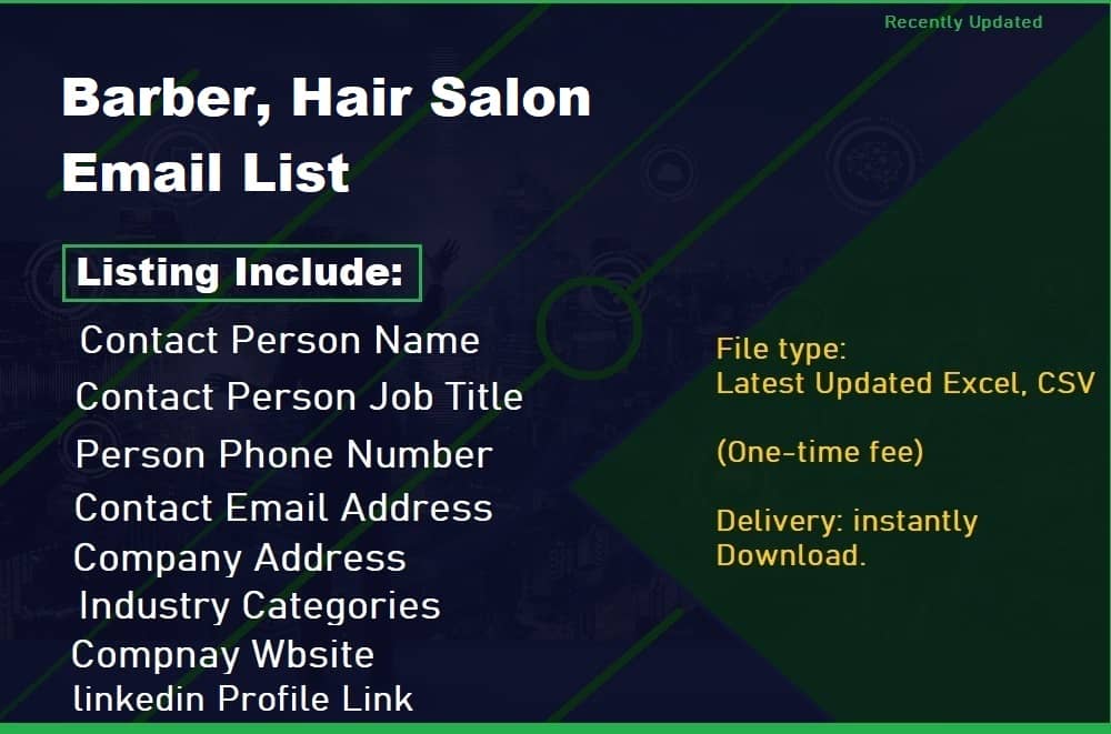 Popis e-pošte za brijač, frizerski salon