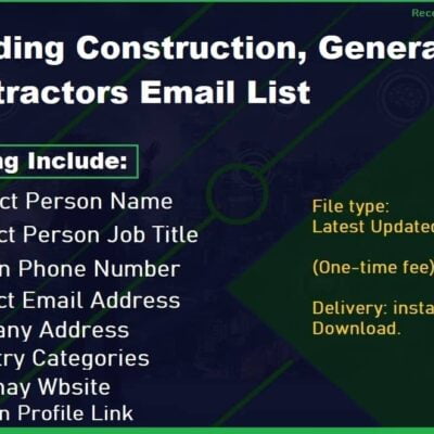 Building Construction, General Contractors Email List