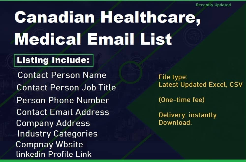 Canadian Healthcare, Medical Email List