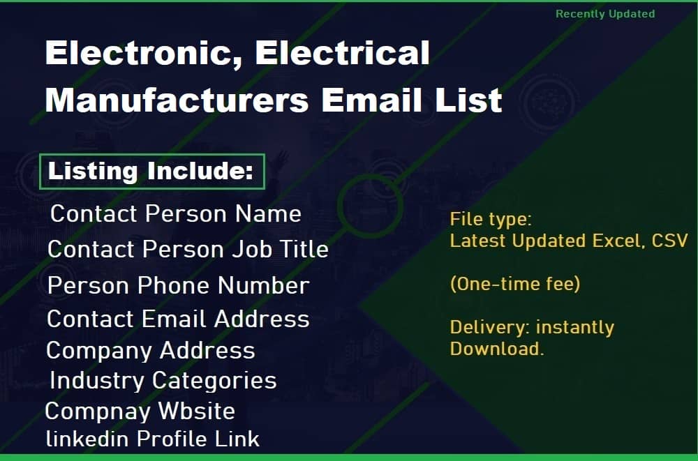 Electronic, Electrical Manufacturers Email List