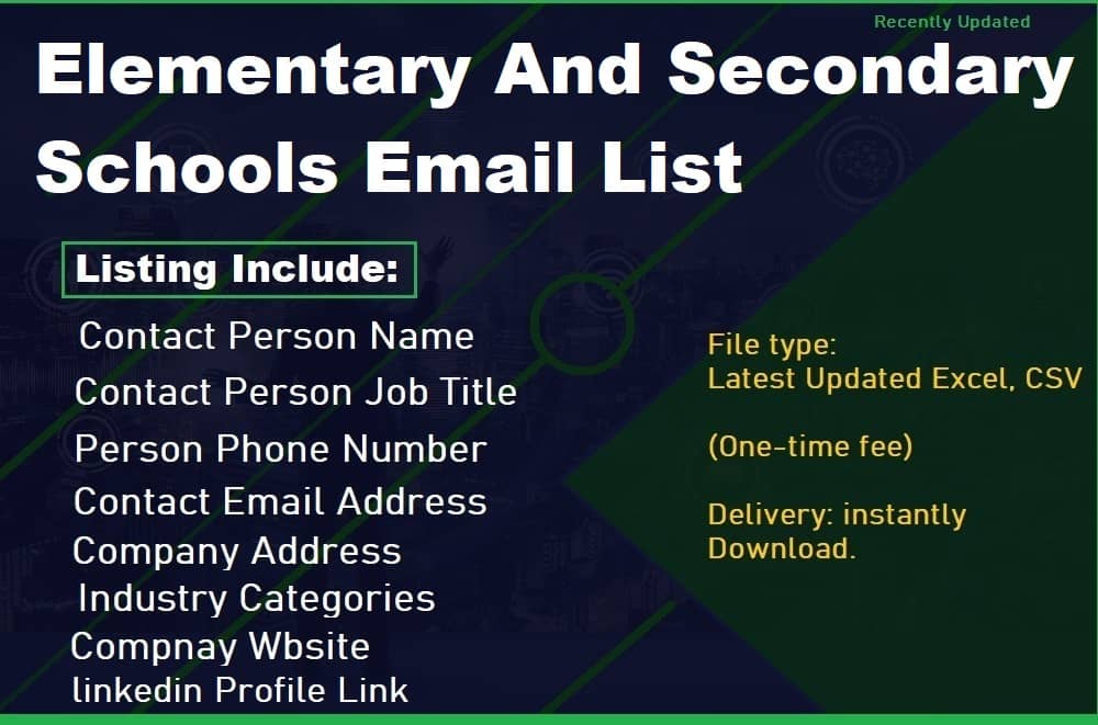 Lista de e-mail de escolas primárias e secundárias
