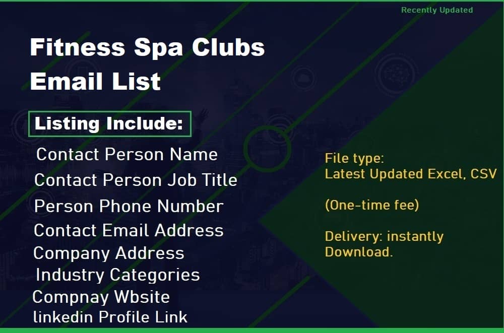 Fitness Spa Clubs Email List