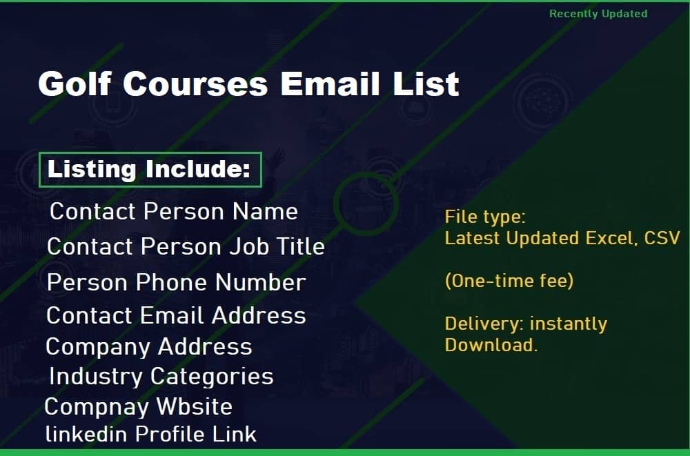 E-Mail-Liste für Golfplätze