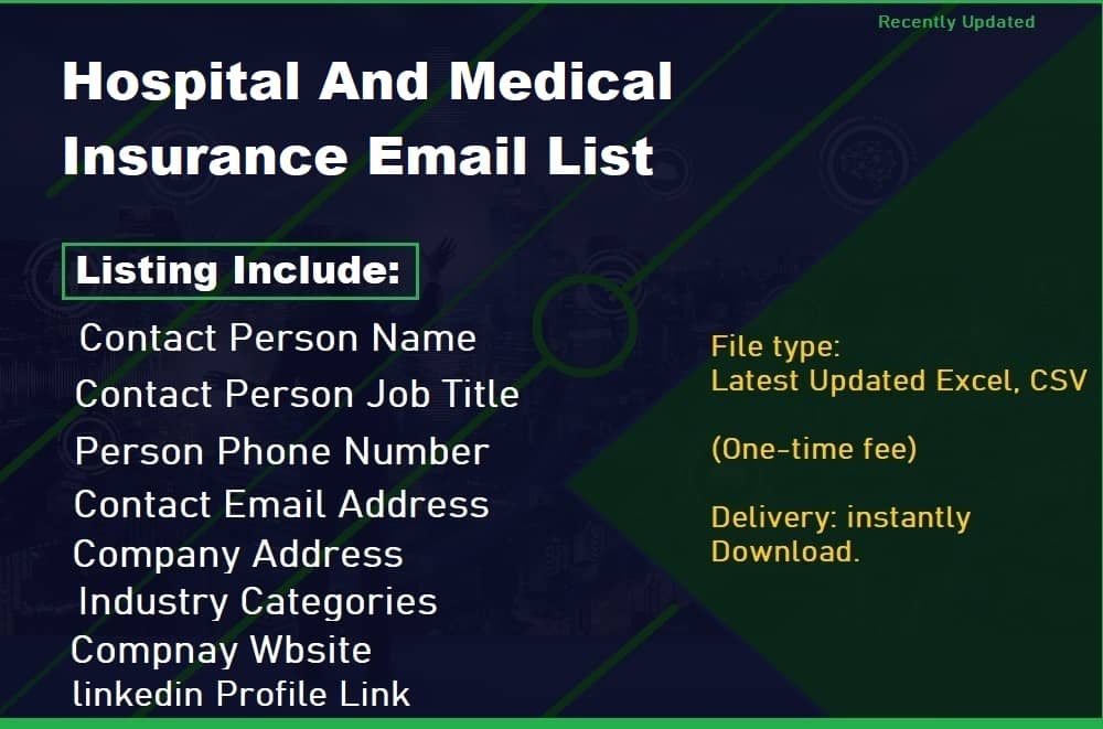 Список електронної пошти лікарні та медичного страхування