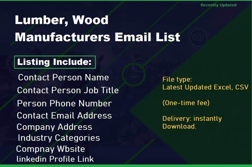 Lumber, Wood Manufacturers Email List