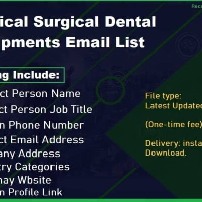 Seznam e-mailů pro lékařské chirurgické zubní vybavení