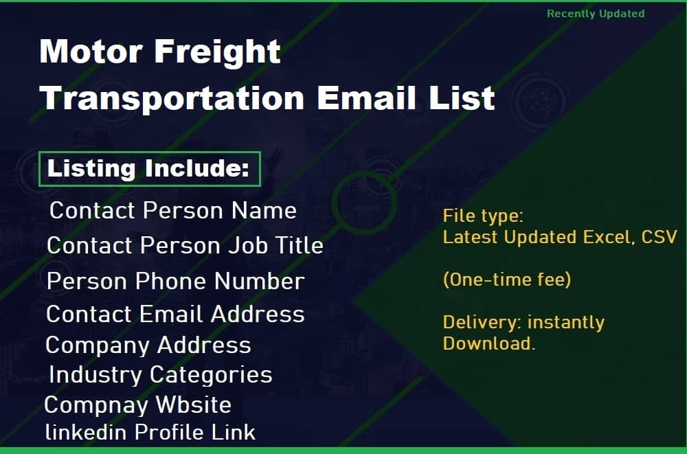 Listahan ng Email ng Freight ng Motor ng Freight