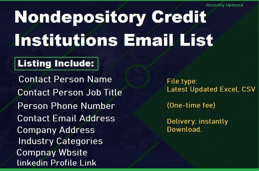 Listahan ng Email ng Mga Instituto ng Credit na Nondepository