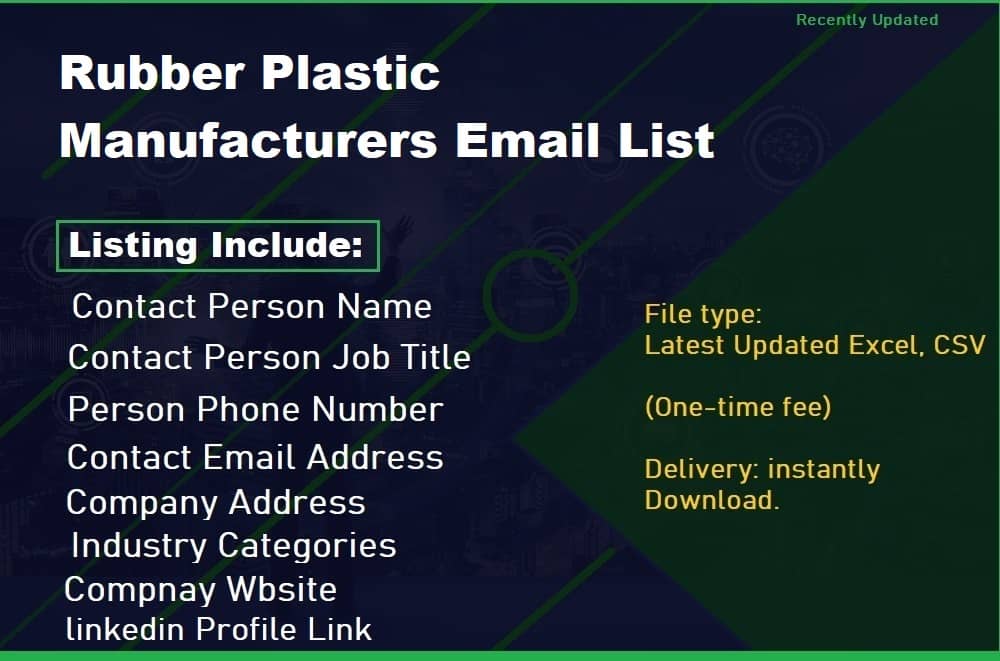 قائمة البريد الإلكتروني لمصنعي البلاستيك المطاط