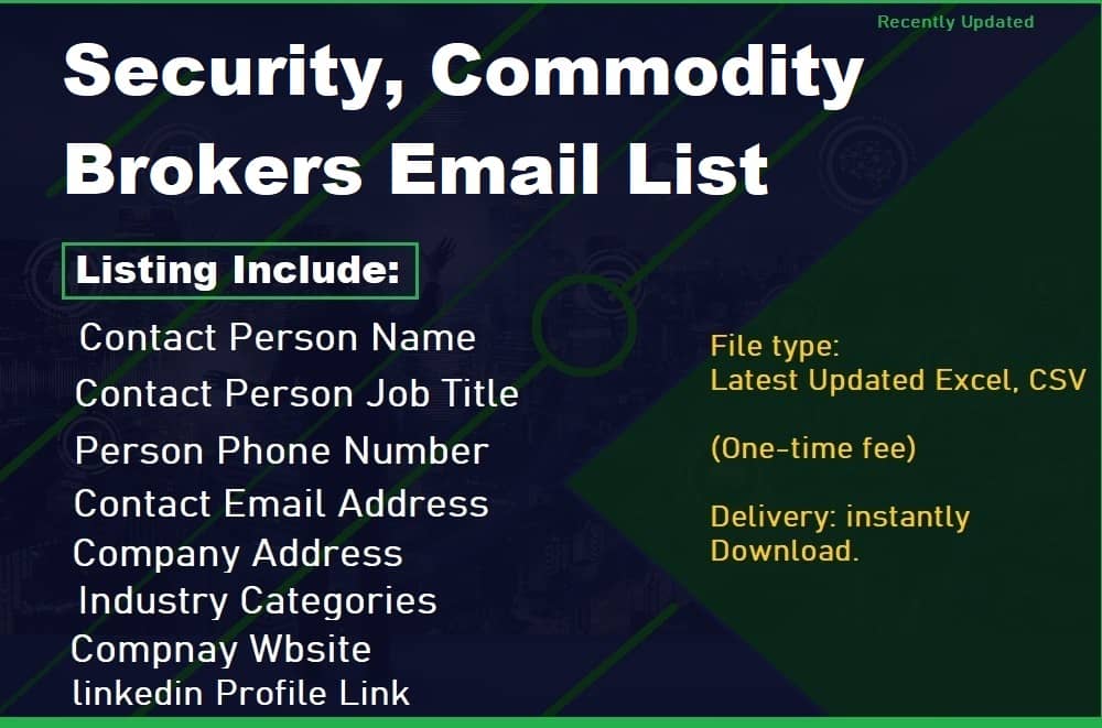 Segurança, lista de e-mail de corretores de commodities