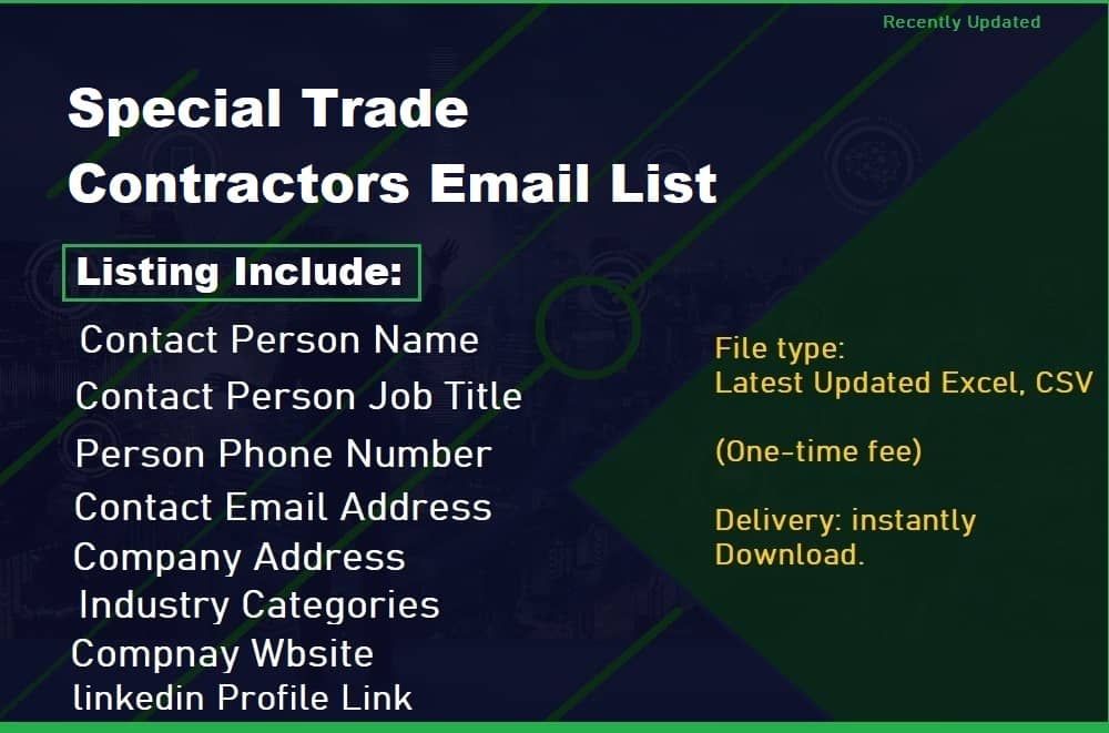 Special Trade Contractors Email List