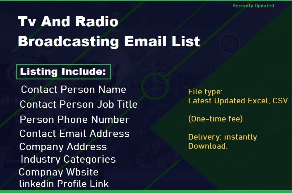 Tv And Radio Broadcasting Email List