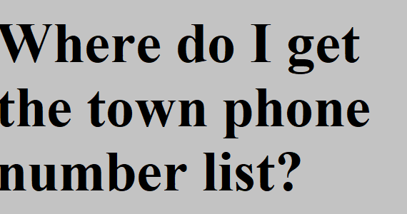Kust ma saan linna telefoninumbrite nimekirja?