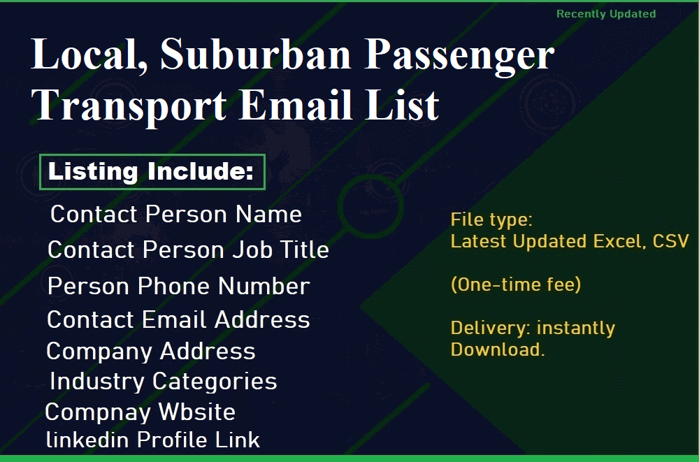 Local, Suburban Passenger Transport Email List
